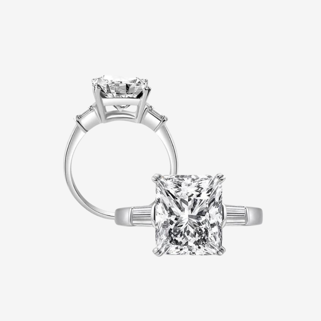 Princess Cut Engagement Ring, 5 Carats, Baguettes