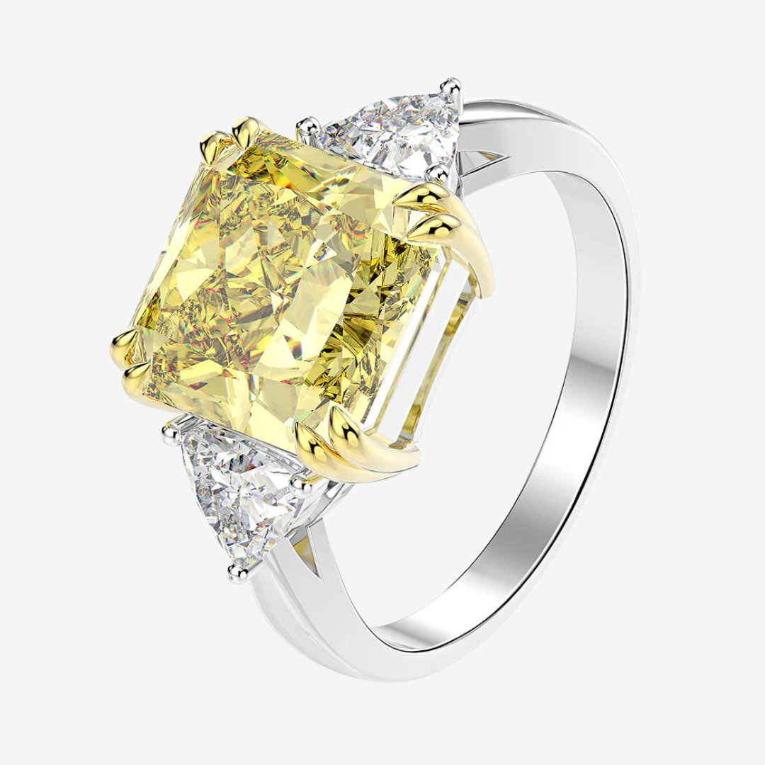 9.52 Carat, Fancy Yellow, Princess Cut, Cocktail Ring