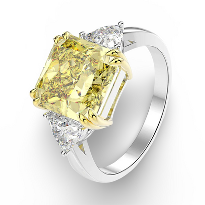 9.52 Carat, Fancy Yellow, Princess Cut, Cocktail Ring