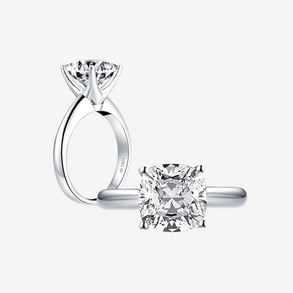 Cushion Cut Engagement Ring, 3 Carats, Sterling Silver