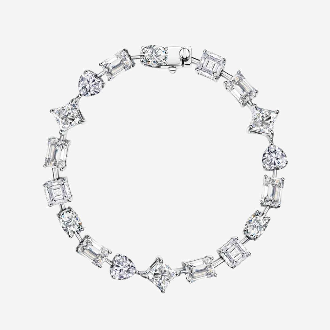 Multi Cut Diamond Wedding Bracelet, Yellow Gold