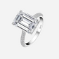 Nada Kumani Emerald Cut Engagement Ring, Pave, Sterling Silver, 6 Carats