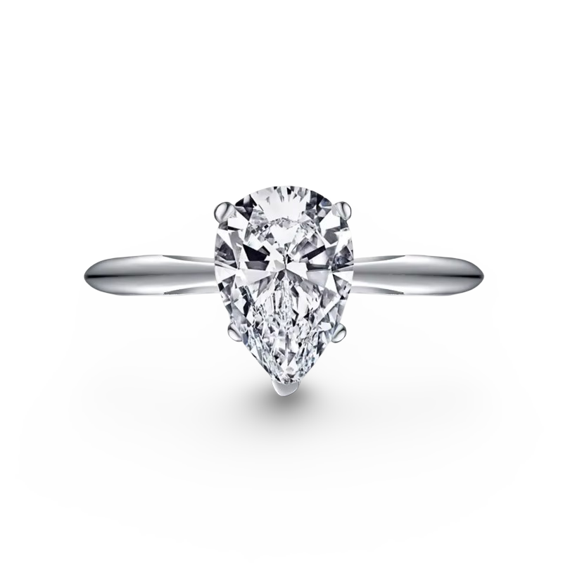 Pear Shape Engagement Ring, 2 Carats, Sterling Silver