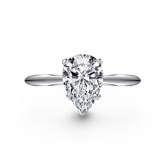 Pear Shape Engagement Ring, 2 Carats, Sterling Silver