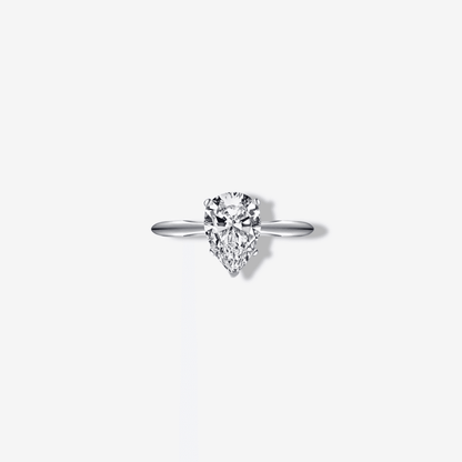 Pear Shape Engagement Ring, 2 Carats, Sterling Silver - MargalitRings