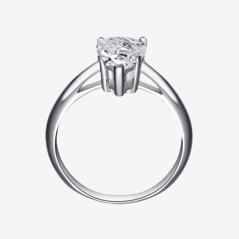 Pear Shape Engagement Ring, 2 Carats, Sterling Silver - Margalit Rings Silver