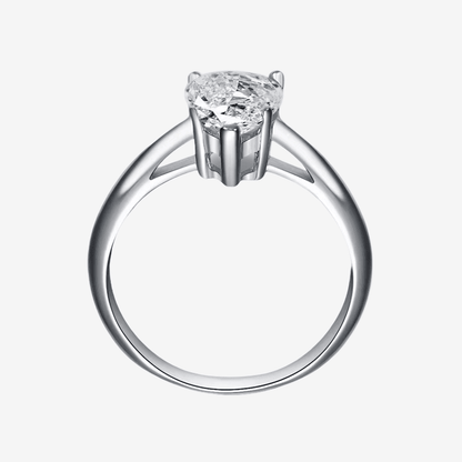 Pear Shape Engagement Ring, 2 Carats, Sterling Silver - Margalit Rings Silver