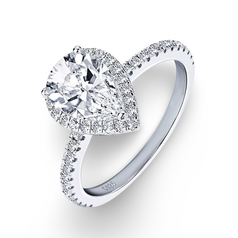 Pear Shape Halo Engagement Ring, 2 Carats