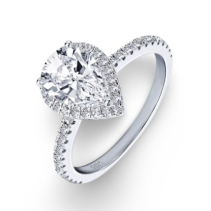 Pear Shape Halo Engagement Ring, 2 Carats