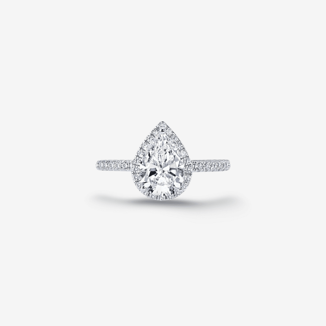 Pear Shape Halo Engagement Ring, 2 Carats - MargalitRings
