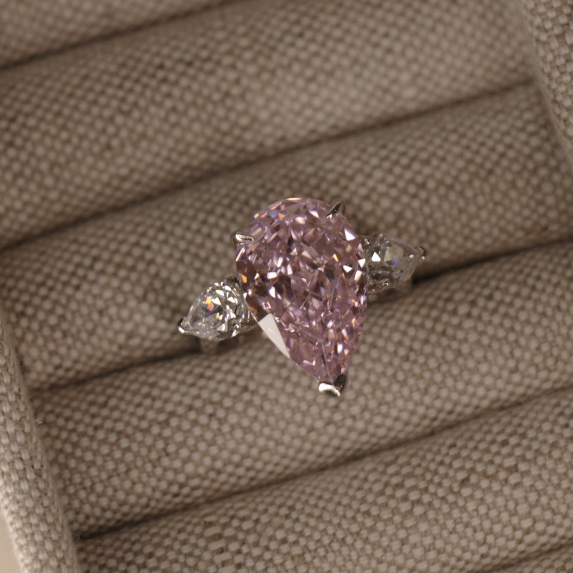 8 Carat Pink Pear Shape Engagement Ring on 925 Silver Band by Margalit Rings, anna kournikova engagement ring from enrquire inglesias