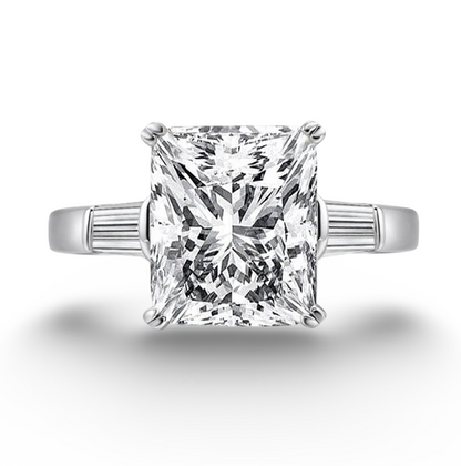 Princess Cut Engagement Ring, 5 Carats, Baguettes