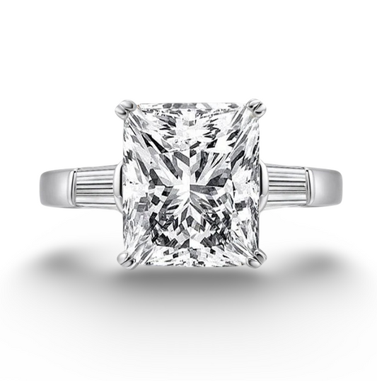 Princess Cut Engagement Ring, 5 Carats, Baguettes