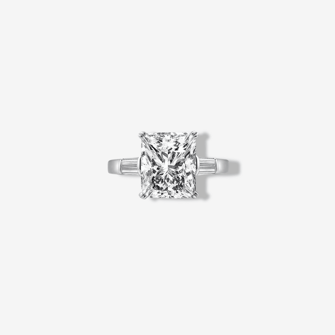 Princess Cut Engagement Ring, 5 Carats, Baguettes - MargalitRings