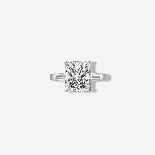 Princess Cut Engagement Ring, 5 Carats, Baguettes - MargalitRings