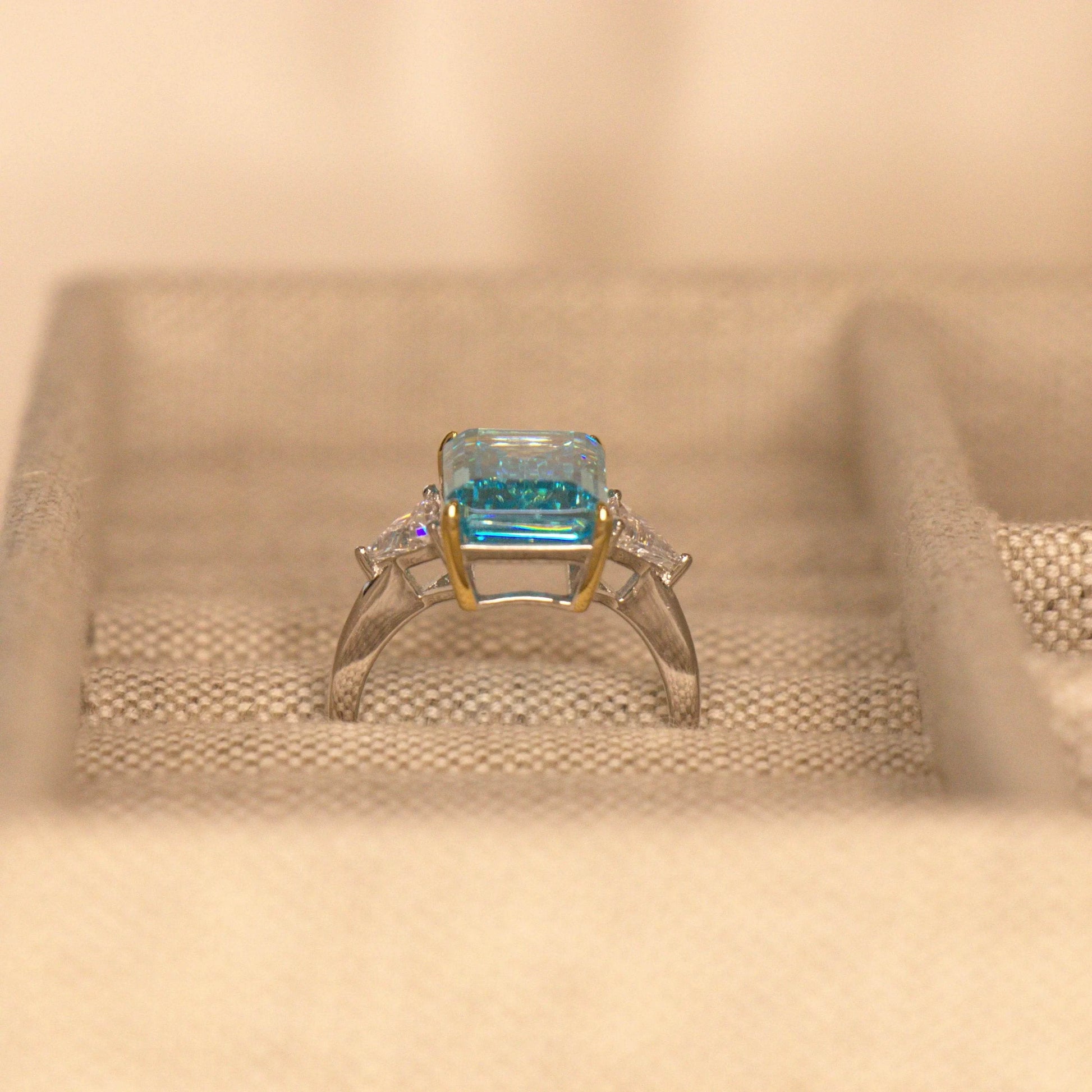 Princess Diana Aquamarine Ring, 8.48 Carat, Emerald Cut - MargalitRings