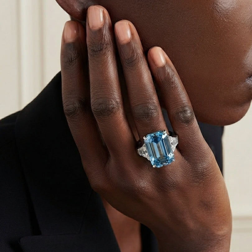 Princess Diana Aquamarine Ring 15 Carats