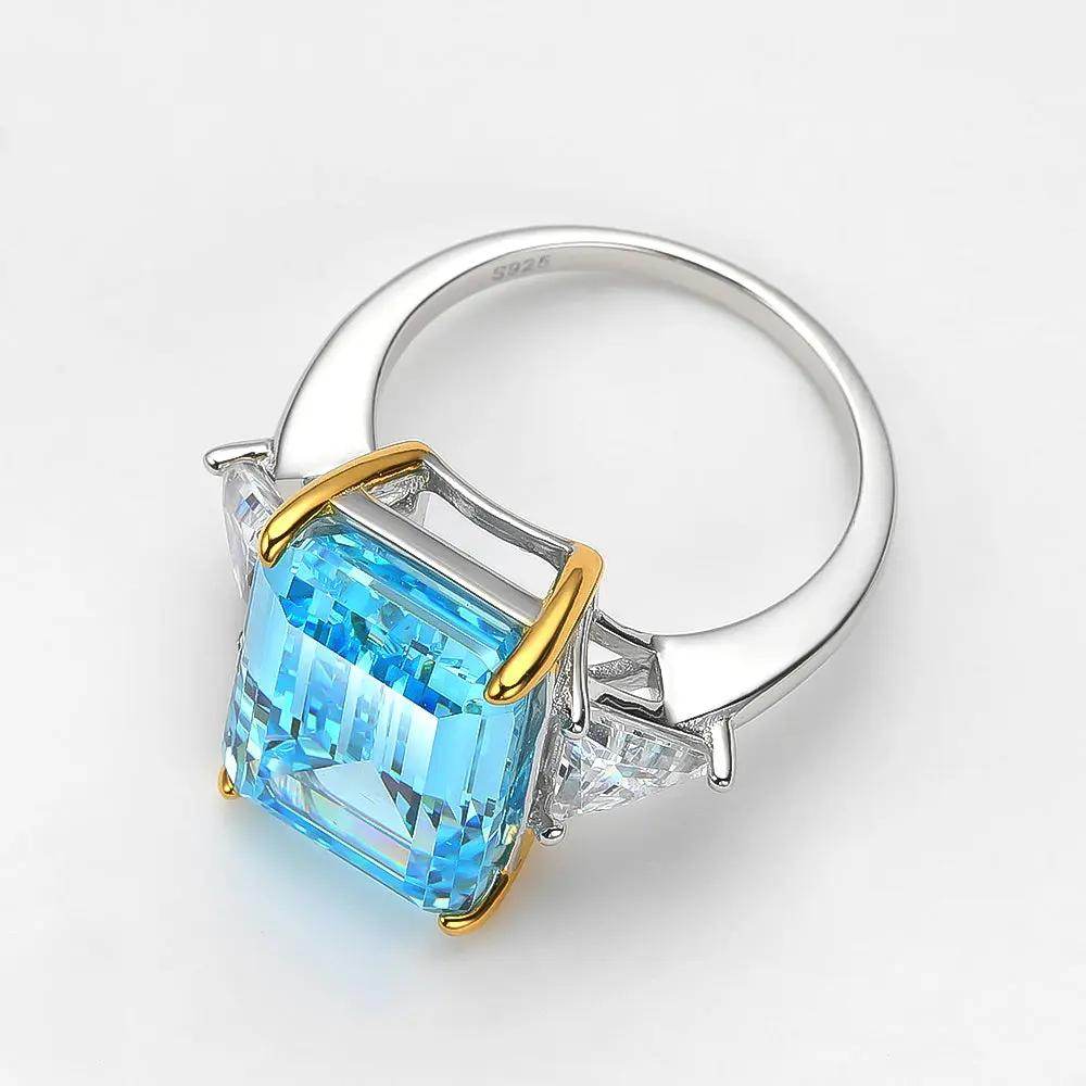 Princess Diana Aquamarine Ring, 8.48 Carat, Emerald Cut - MargalitRings