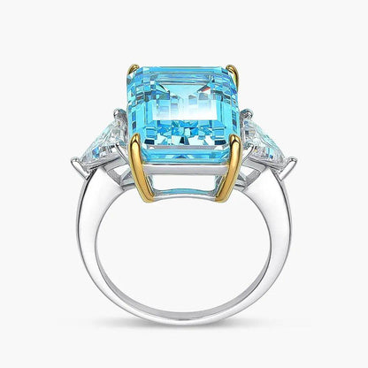 Princess Diana Aquamarine Ring, 8.48 Carat, Emerald Cut - MargalitRings
