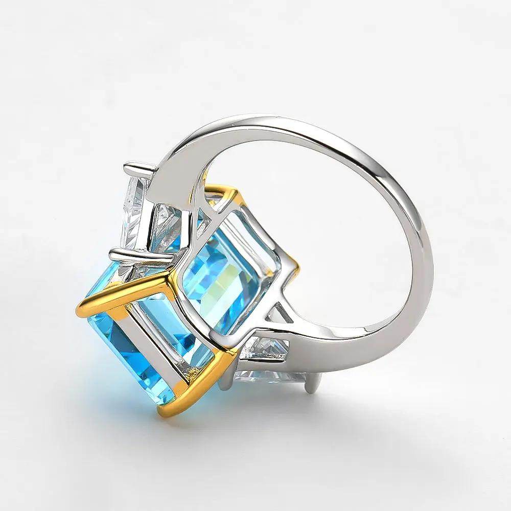 Princess Diana Aquamarine Ring, 8.48 Carat, Emerald Cut - MargalitRings