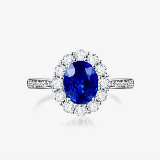 Princess Diana Engagement Ring, 2 Carats, Blue Sapphire, Sterling Silver