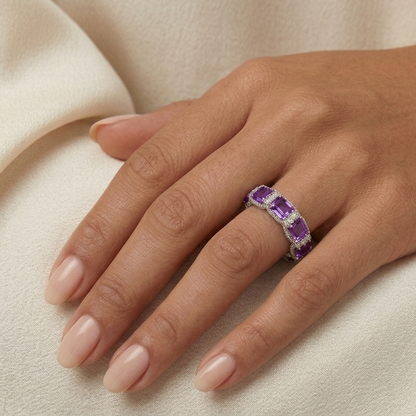 Purple Emerald Cut, Eternity band