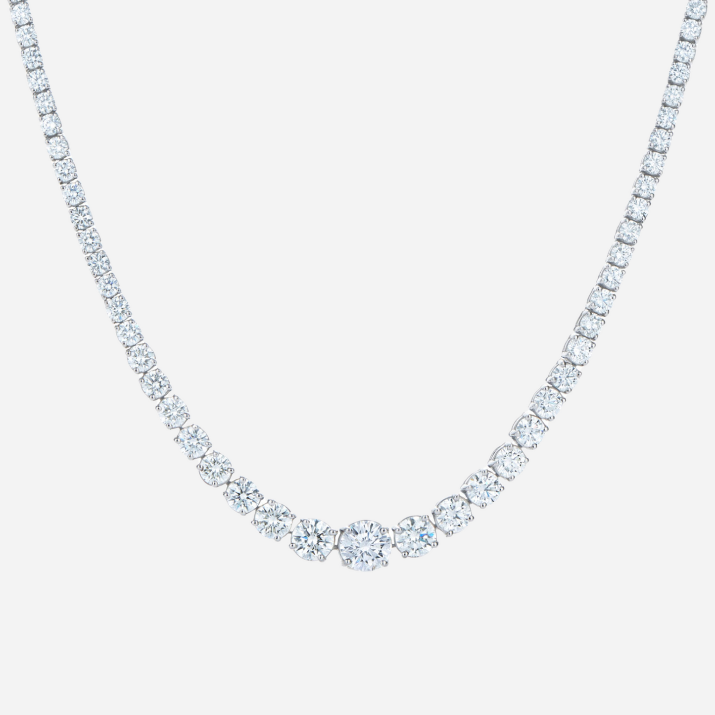 Riviera Line Necklace with Graduated Moissanite Stones 