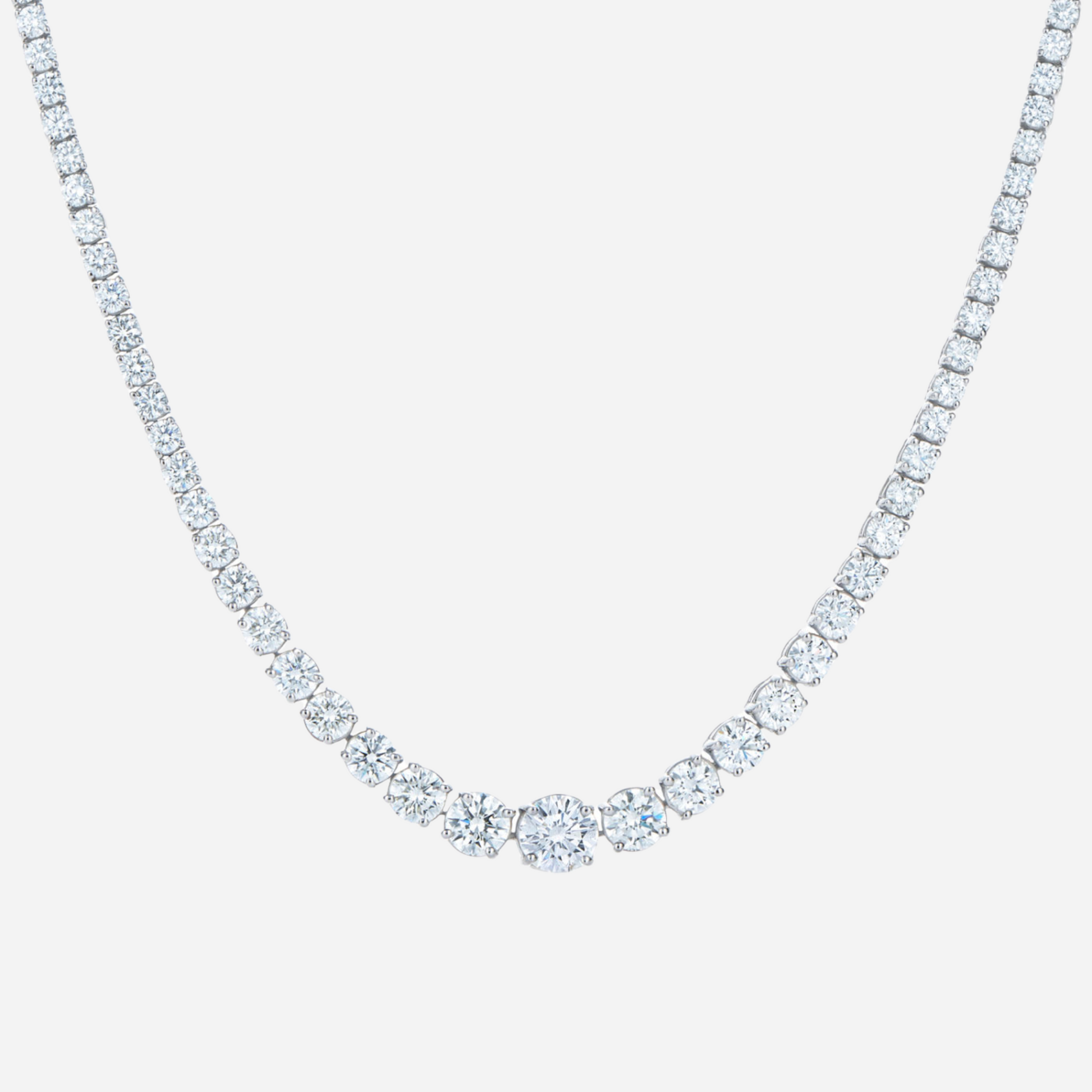 Riviera Line Necklace with Graduated Moissanite Stones 