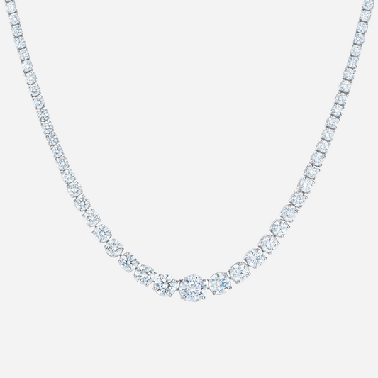 Riviera Line Necklace with Graduated Moissanite Stones 