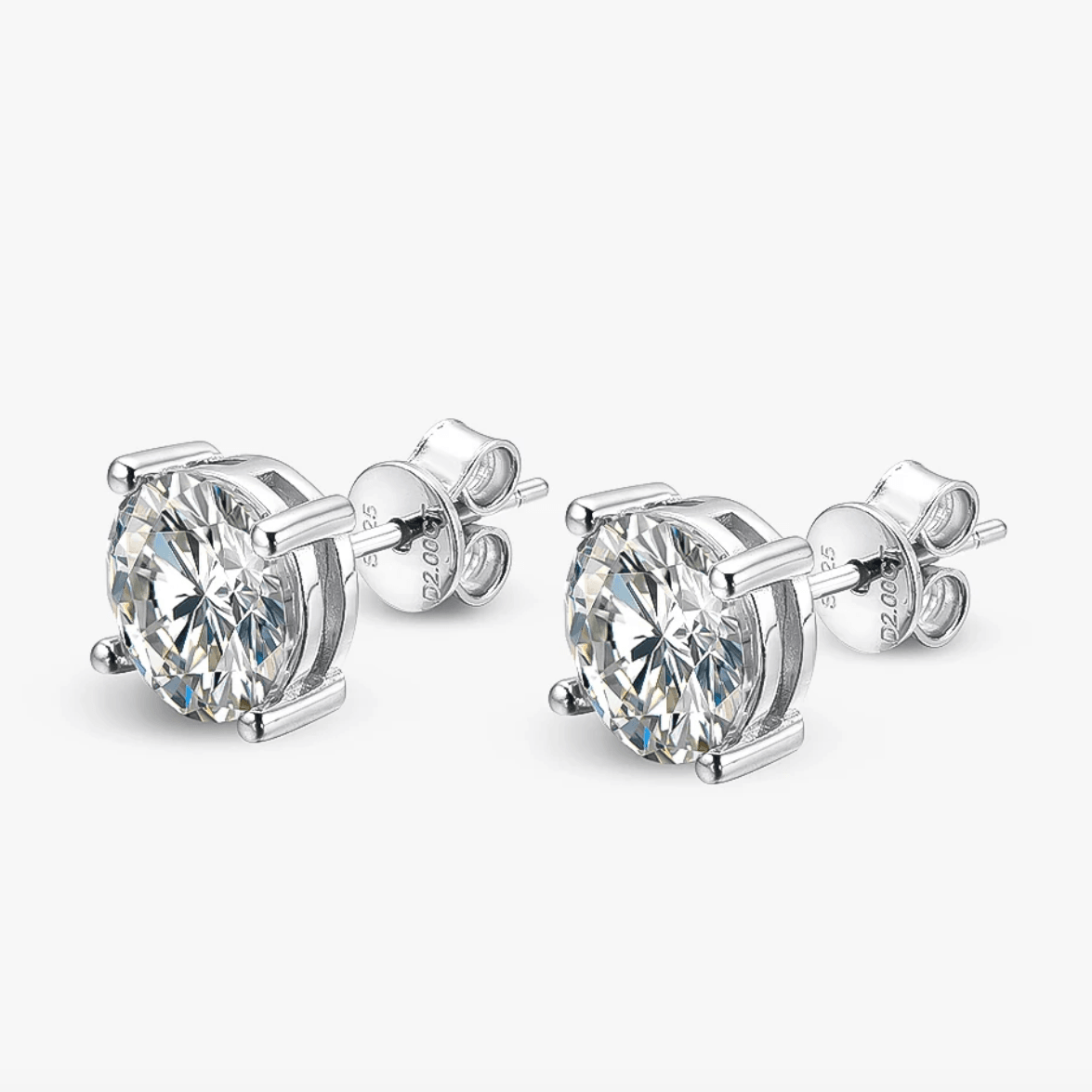 Round 2 Carat, Silver Bridal Wedding Day Studs - Margalit Rings