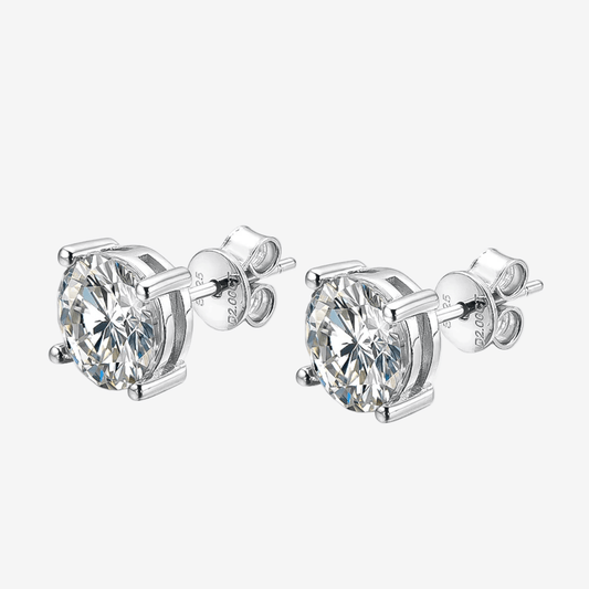 Round, 2 Carat, Sterling Silver, Bridal Studs - MargalitRings