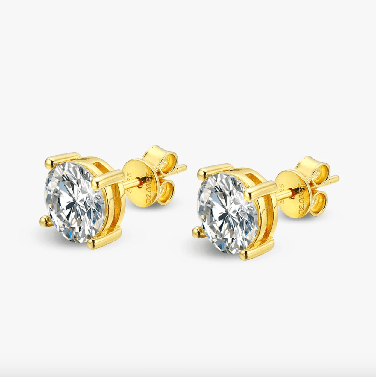 Round, 2 Carat, Yellow Gold Bridal Studs - MargalitRings