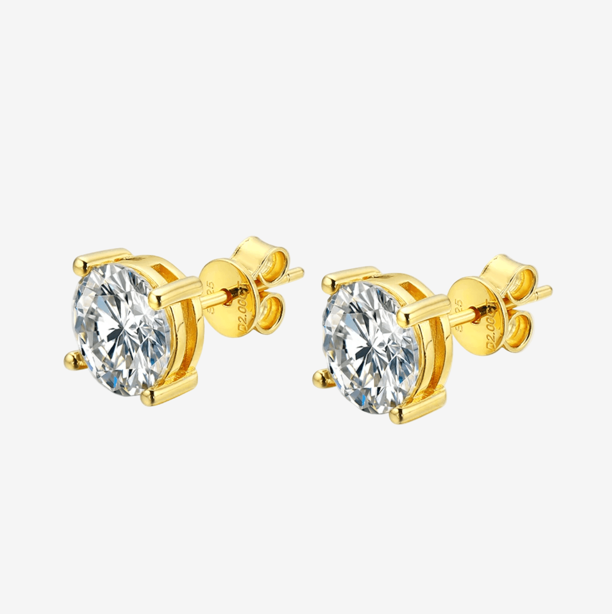Round 2 Carat, Yellow Gold Bridal Wedding Day Studs - MargalitRings