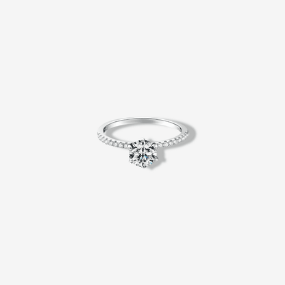 Round Cut Engagement Ring, 1 Carat, Sterling Silver - MargalitRings