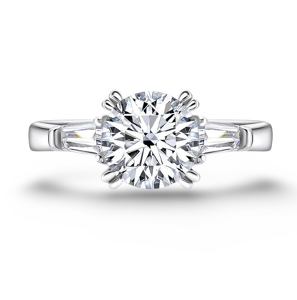 Round Cut Engagement Ring, 2 Carats, Three Stone Ring