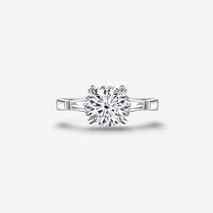Round Cut Engagement Ring, 2 Carats, Three Stone Ring Margalit Rings