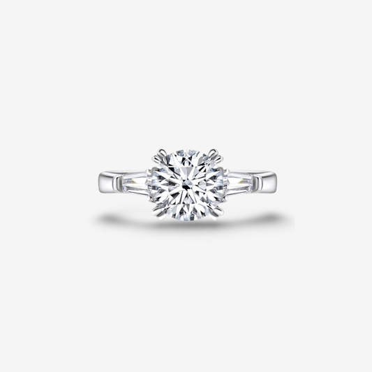 Round Cut Engagement Ring, 2 Carats, Three Stone Ring Margalit Rings