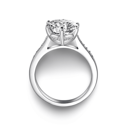 Round Cut Engagement Ring, 3.5 Carats, Sterling Silver - Margalit Rings
