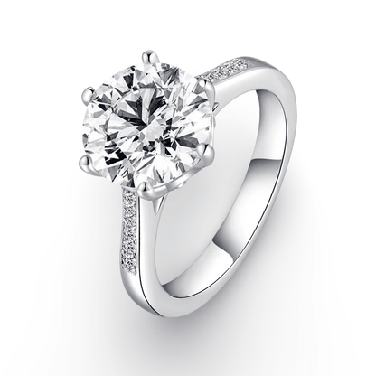 Round Cut Engagement Ring, 3.5 Carats, Sterling Silver - MargalitRings
