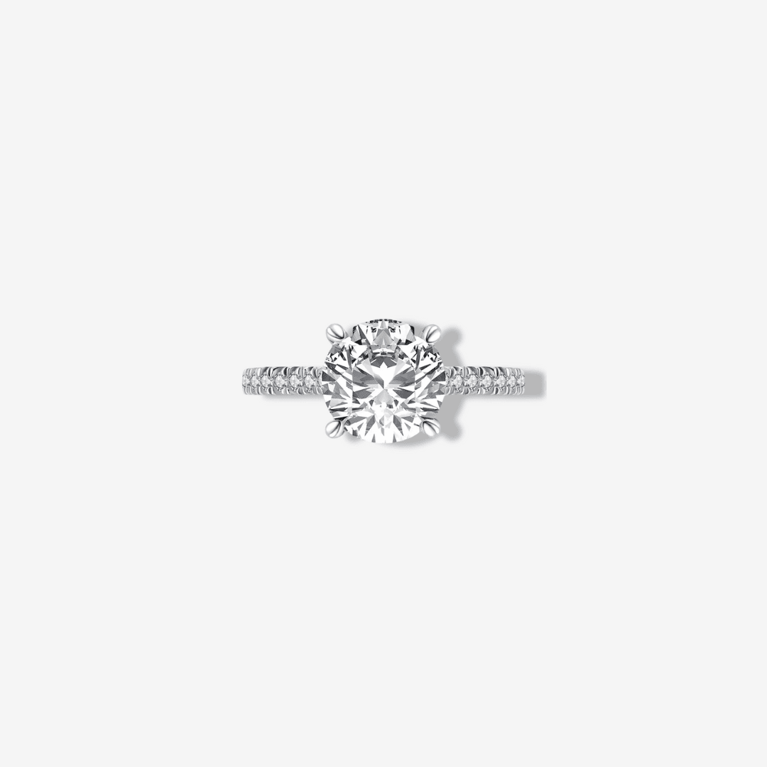 Round Cut Engagement Ring, 3 Carats, Sterling Silver - MargalitRings