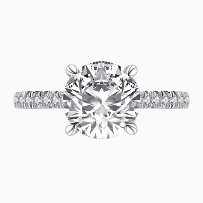 Round Cut Engagement Ring, 3 Carats, Sterling Silver - MargalitRings