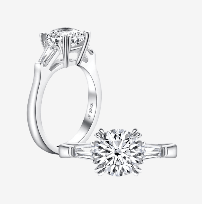 Round Cut Engagement Ring, 2 Carats, Three Stone Ring - MargalitRings