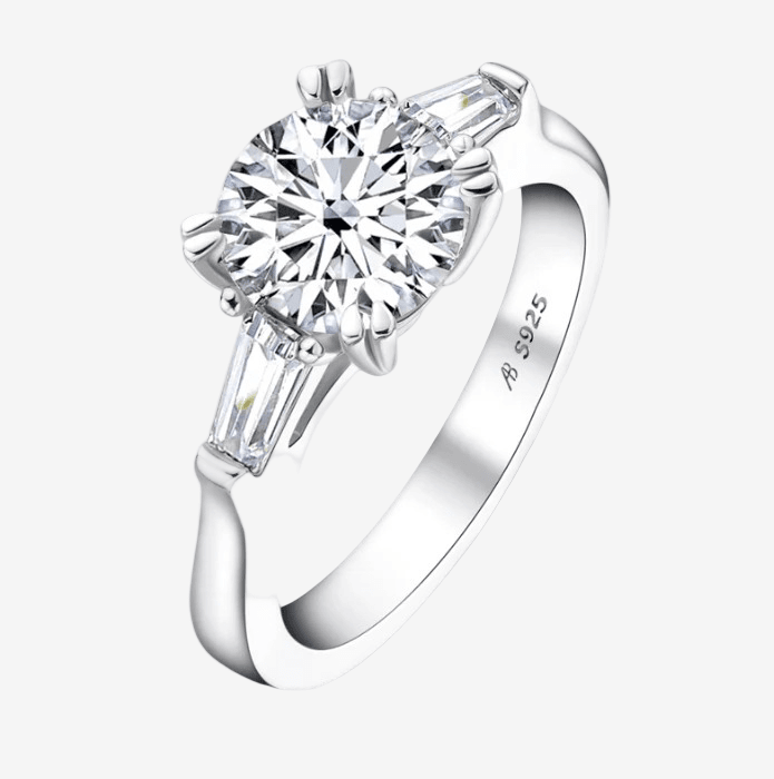 Round Cut Engagement Ring, 2 Carats, Three Stone Ring - MargalitRings