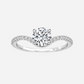 Round Solitaire, Pave Band, Engagement Ring, 3 Carats, Sterling Silver - Margalit Rings