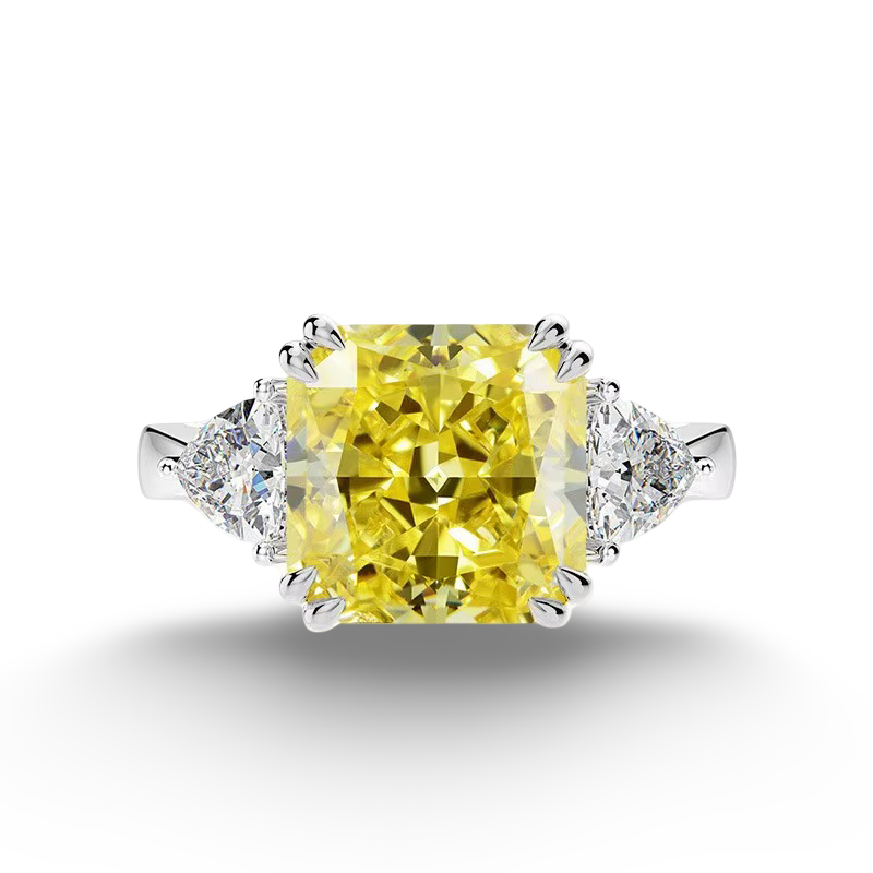 9.52 Carat, Fancy Yellow, Princess Cut, Cocktail Ring