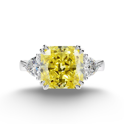 9.52 Carat, Fancy Yellow, Princess Cut, Cocktail Ring