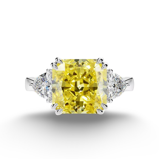 9.52 Carat, Fancy Yellow, Princess Cut, Cocktail Ring