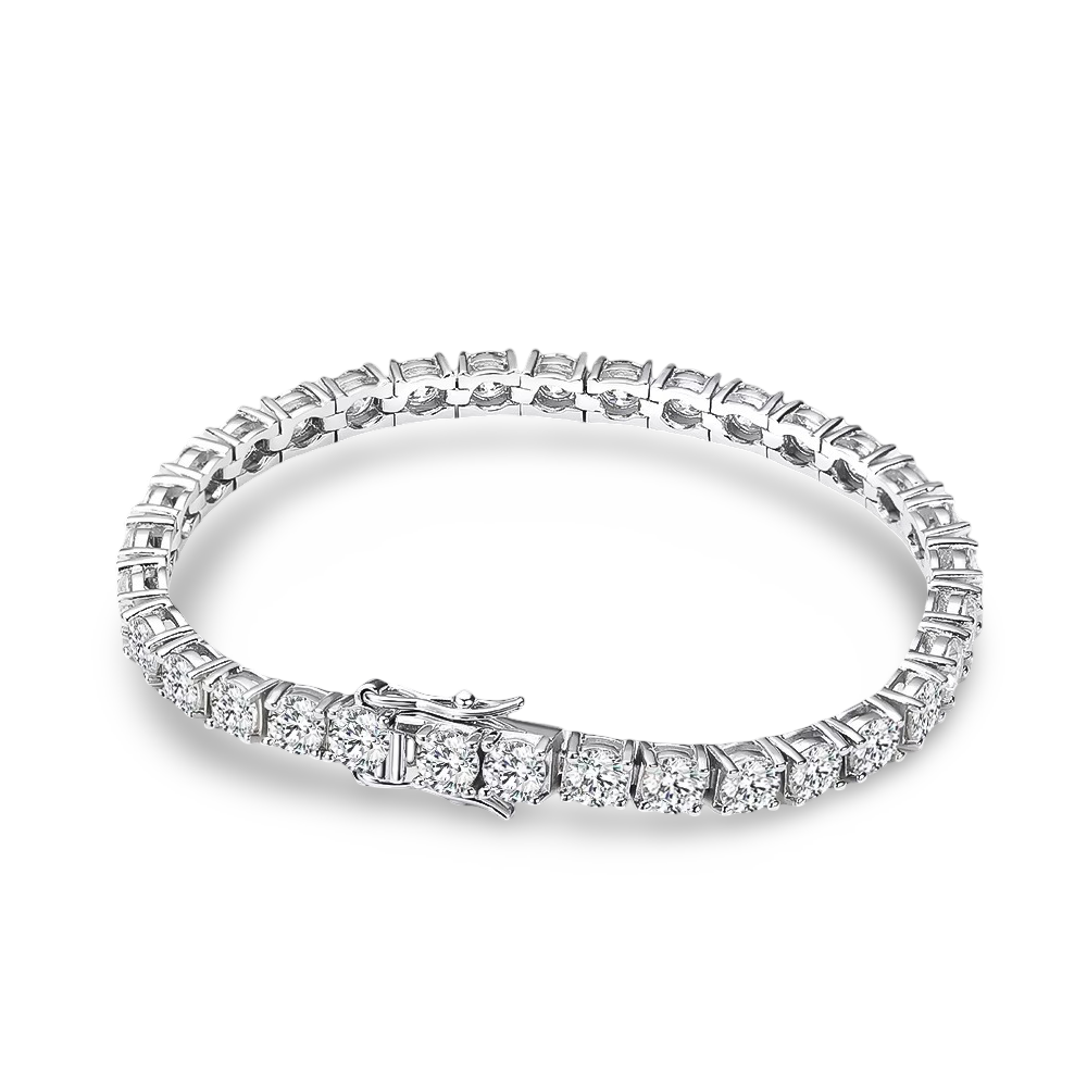 Moissanite Round, Tennis Bracelet, Sterling Silver