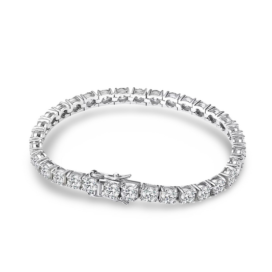 Moissanite Round, Tennis Bracelet, Sterling Silver