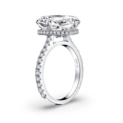 Cushion Cut Engagement Ring, 6 Carats, Halo, Silver